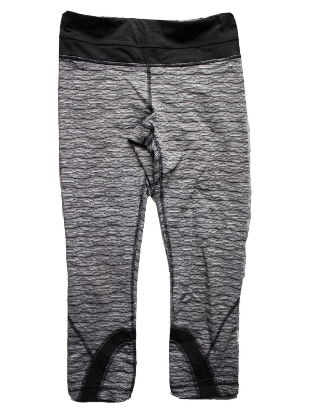 Lululemon  Black/Silver Textured Wave Run: Inspire Crop II All Luxtreme ~4~